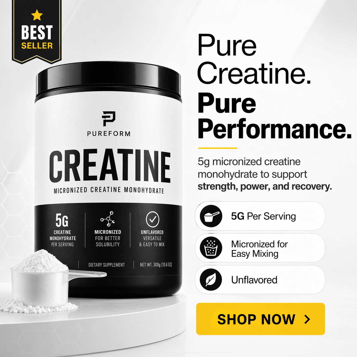 Pure creatine ad output